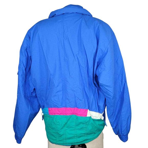 Vintage Obermeyer 80s Winter Coat Jacket Blue Neon Style Dazzler Size Med - Picture 2 of 5